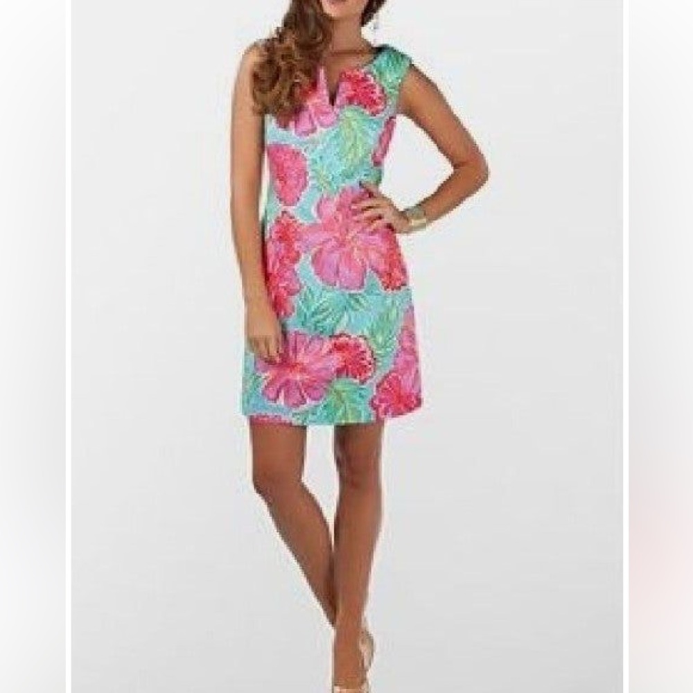 Lilly Pulitzer Pink Floral Shift Dress on Aqua